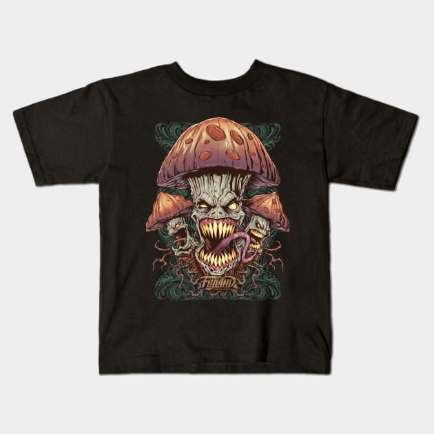 Evil Mushroom Kids T-Shirt by FlylandDesigns